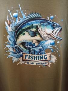 Triko pánské khaki s motivem "Candát" 4XL Triko pánské khaki s motivem "Candát" 4XL